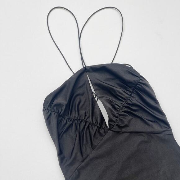 SER.O.YA Midi Length Strappy Bodycon Dress Black Size Small Sample - Picture 2 of 8